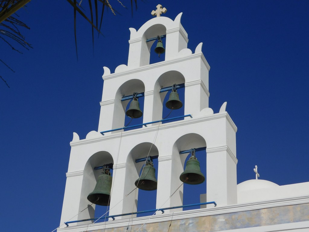 Bell tower at the church in Oia
